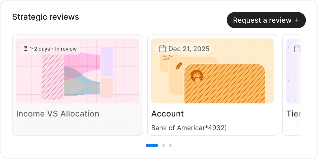 Widget at Large  -  full "Request a review" pill, multiple review cards visible in the carousel.